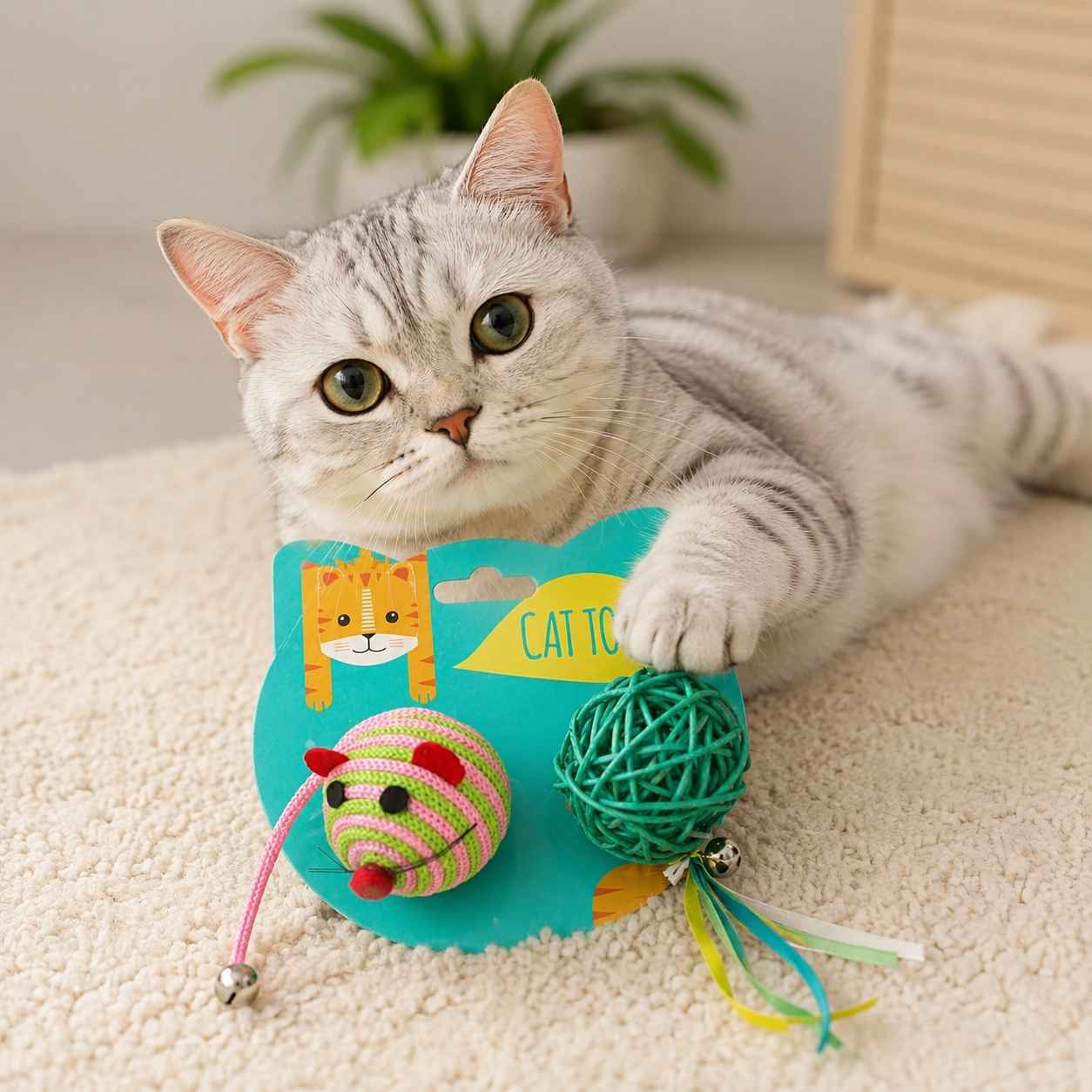 Juguete gato raton + pelota AJ-914
