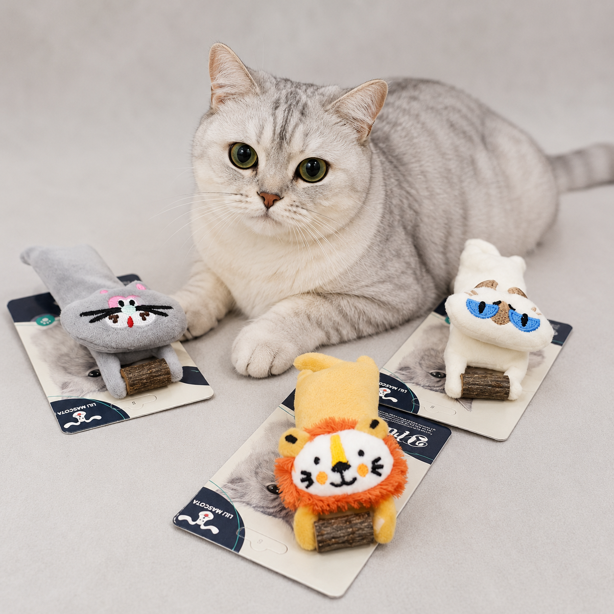 Juguete gato peluche c/tronco KP-333