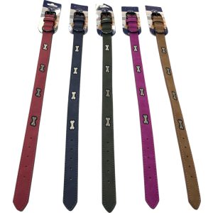 Collar eco cuero hueso cosido GRANDE HX-088