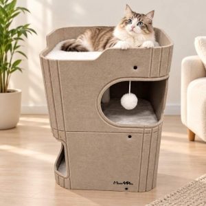Casa gato tela 3 pisos BEIGE AJ-1034